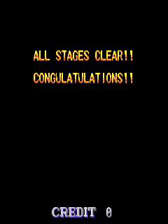 Donpachi - Unused 'All Stages Clear! Congratulations!' text